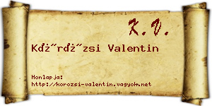 Körözsi Valentin névjegykártya